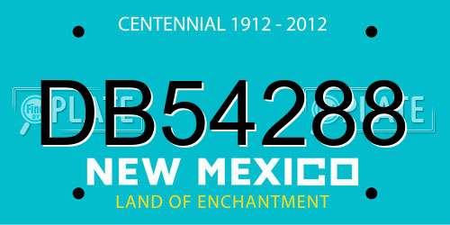 DB54288 New Mexico License Plate