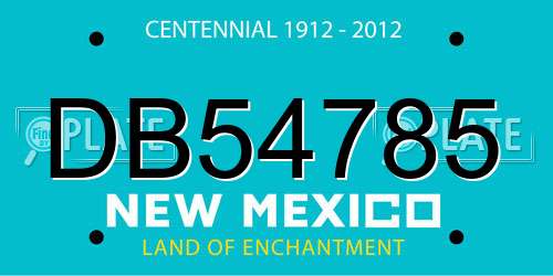 DB54785 New Mexico License Plate