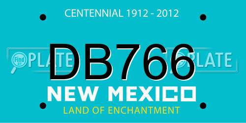 DB766 New Mexico License Plate