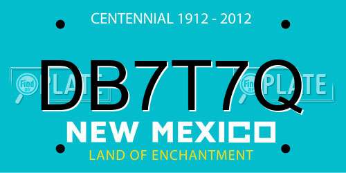 DB7T7Q New Mexico License Plate