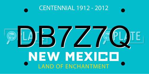 DB7Z7Q New Mexico License Plate