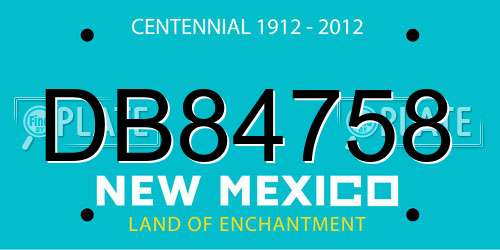 DB84758 New Mexico License Plate