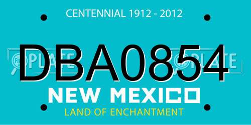 DBA0854 New Mexico License Plate