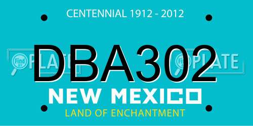 DBA302 New Mexico License Plate
