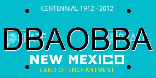 DBAOBBA New Mexico License Plate