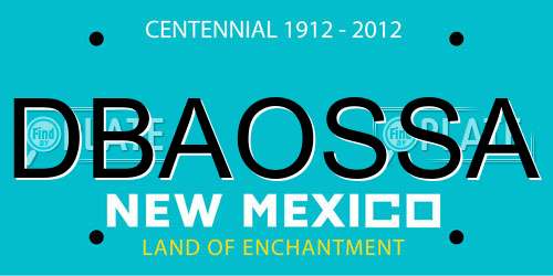 DBAOSSA New Mexico License Plate