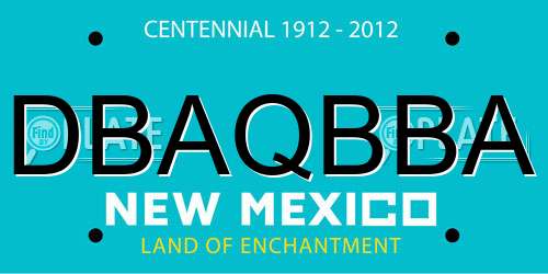 DBAQBBA New Mexico License Plate