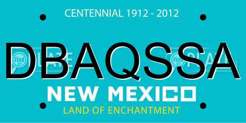 DBAQSSA New Mexico License Plate