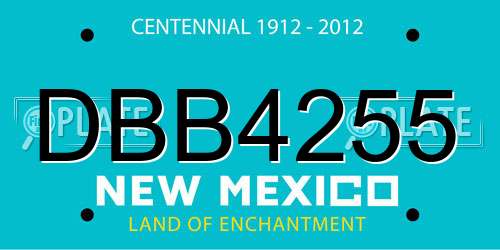 DBB4255 New Mexico License Plate