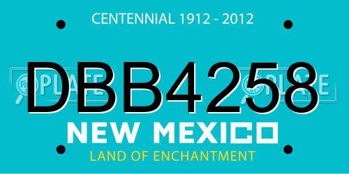 DBB4258 New Mexico License Plate