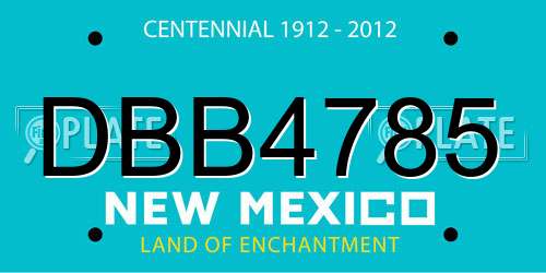 DBB4785 New Mexico License Plate