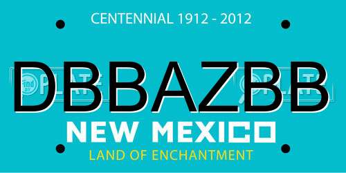 DBBAZBB New Mexico License Plate