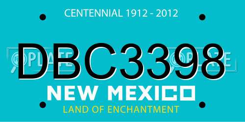 DBC3398 New Mexico License Plate