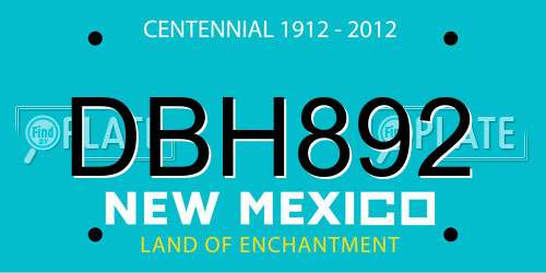 DBH892 New Mexico License Plate