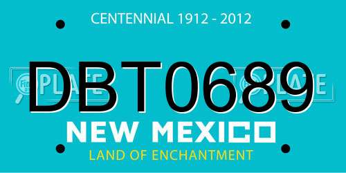 DBT0689 New Mexico License Plate