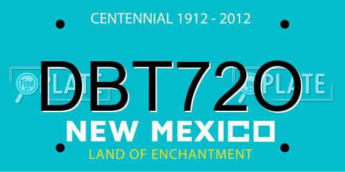 DBT72O New Mexico License Plate