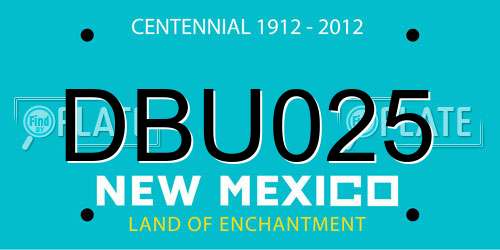 DBU025 New Mexico License Plate