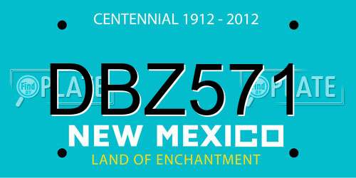 DBZ571 New Mexico License Plate