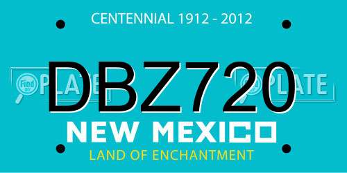 DBZ720 New Mexico License Plate