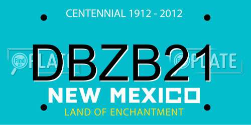 DBZB21 New Mexico License Plate