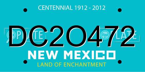 DC2O472 New Mexico License Plate