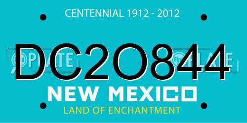 DC2O844 New Mexico License Plate