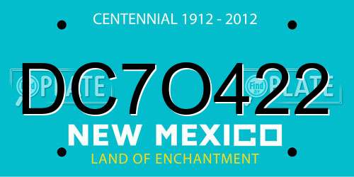DC7O422 New Mexico License Plate