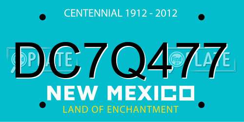 DC7Q477 New Mexico License Plate