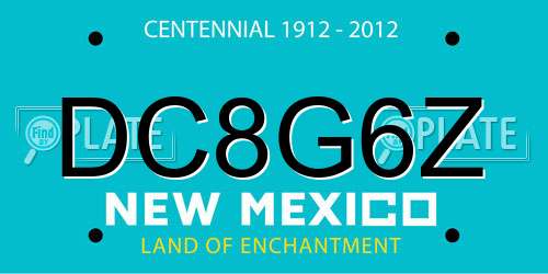 DC8G6Z New Mexico License Plate