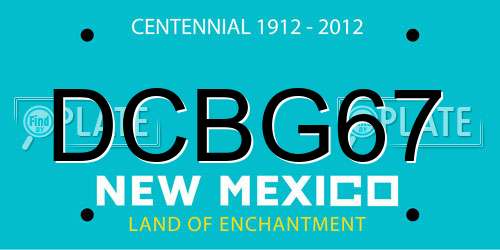 DCBG67 New Mexico License Plate