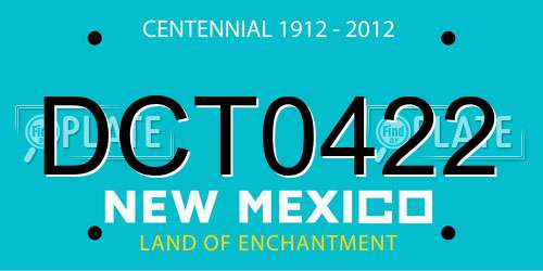 DCT0422 New Mexico License Plate