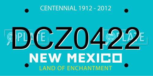 DCZ0422 New Mexico License Plate