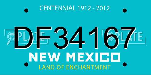 DF34167 New Mexico License Plate