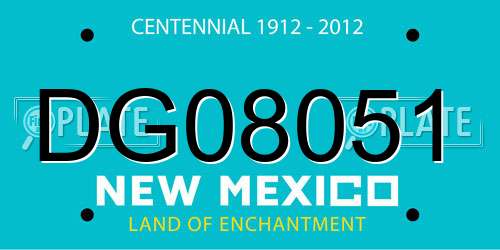 DG08051 New Mexico License Plate