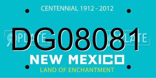 DG08081 New Mexico License Plate