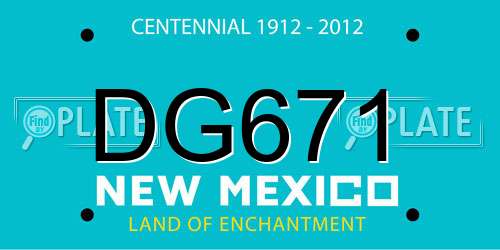 DG671 New Mexico License Plate