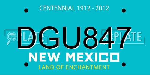 DGU847 New Mexico License Plate