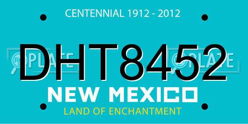 DHT8452 New Mexico License Plate