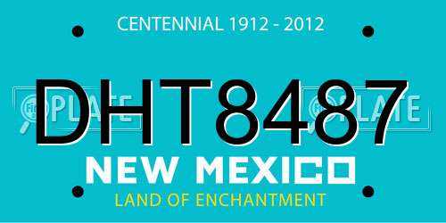 DHT8487 New Mexico License Plate