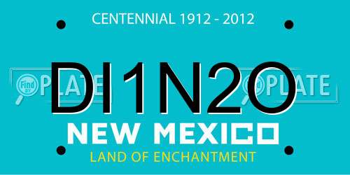 DI1N2O New Mexico License Plate