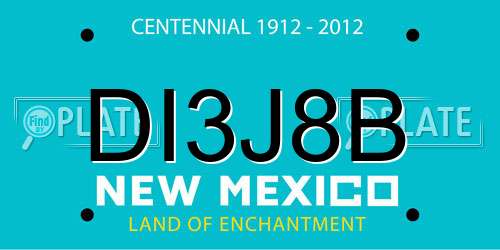 DI3J8B New Mexico License Plate