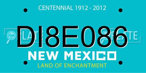 DI8E086 New Mexico License Plate