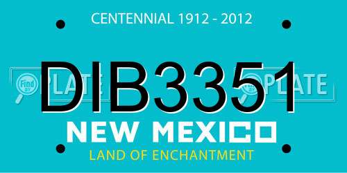 DIB3351 New Mexico License Plate
