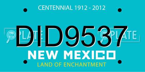 DID9537 New Mexico License Plate