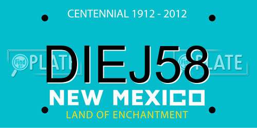 DIEJ58 New Mexico License Plate