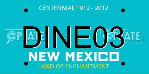 DINE03 New Mexico License Plate