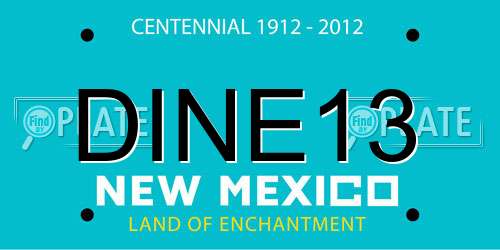 DINE13 New Mexico License Plate