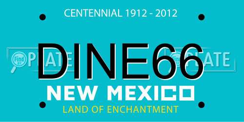 DINE66 New Mexico License Plate