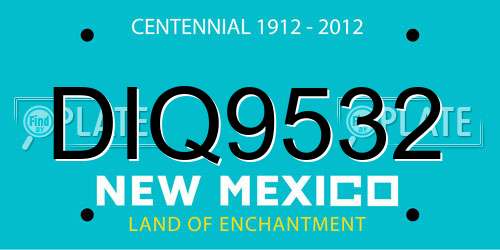 DIQ9532 New Mexico License Plate