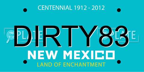 DIRTY83 New Mexico License Plate
